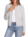 Sundazz Cropped Cardigan Sweaters for Women Lightweight Long Sleeve Cardigan Crewneck Button Up Sweaters