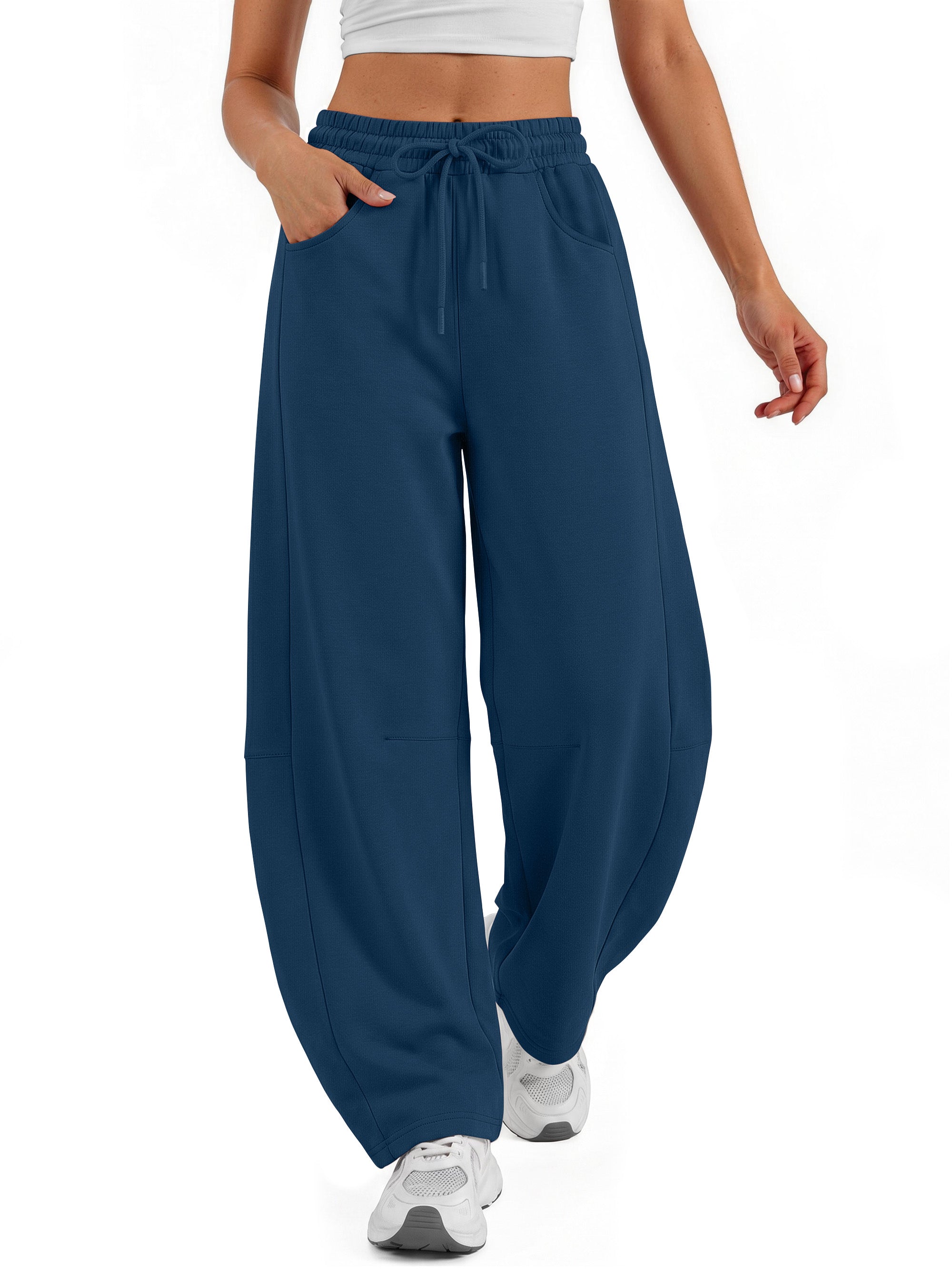 Sundazz Barrel Sweatpants Women Wide Leg Baggy Sweat Pants Workout Gym Casual Pants with Pockets
