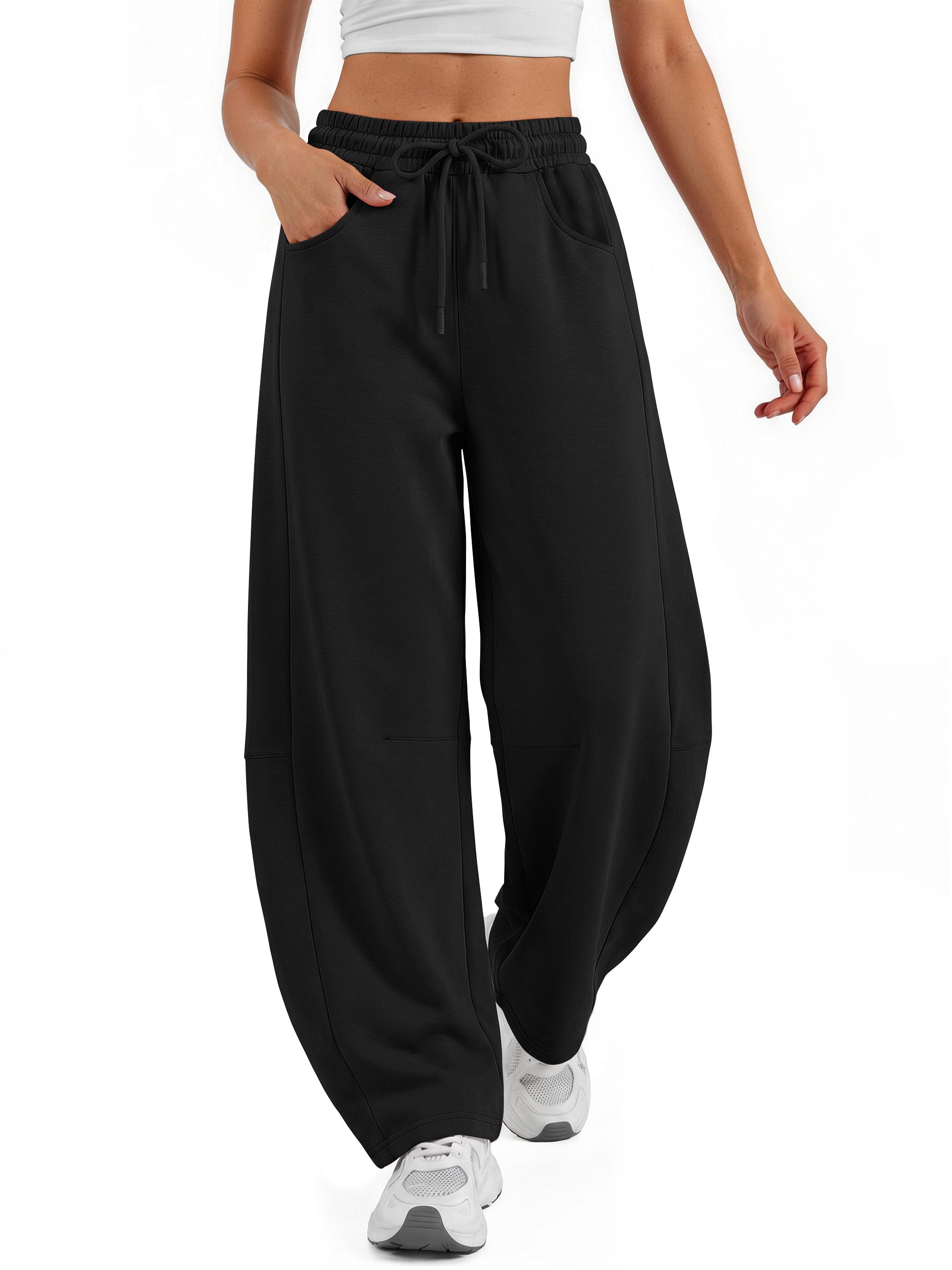 Sundazz Barrel Sweatpants Women Wide Leg Baggy Sweat Pants Workout Gym Casual Pants with Pockets