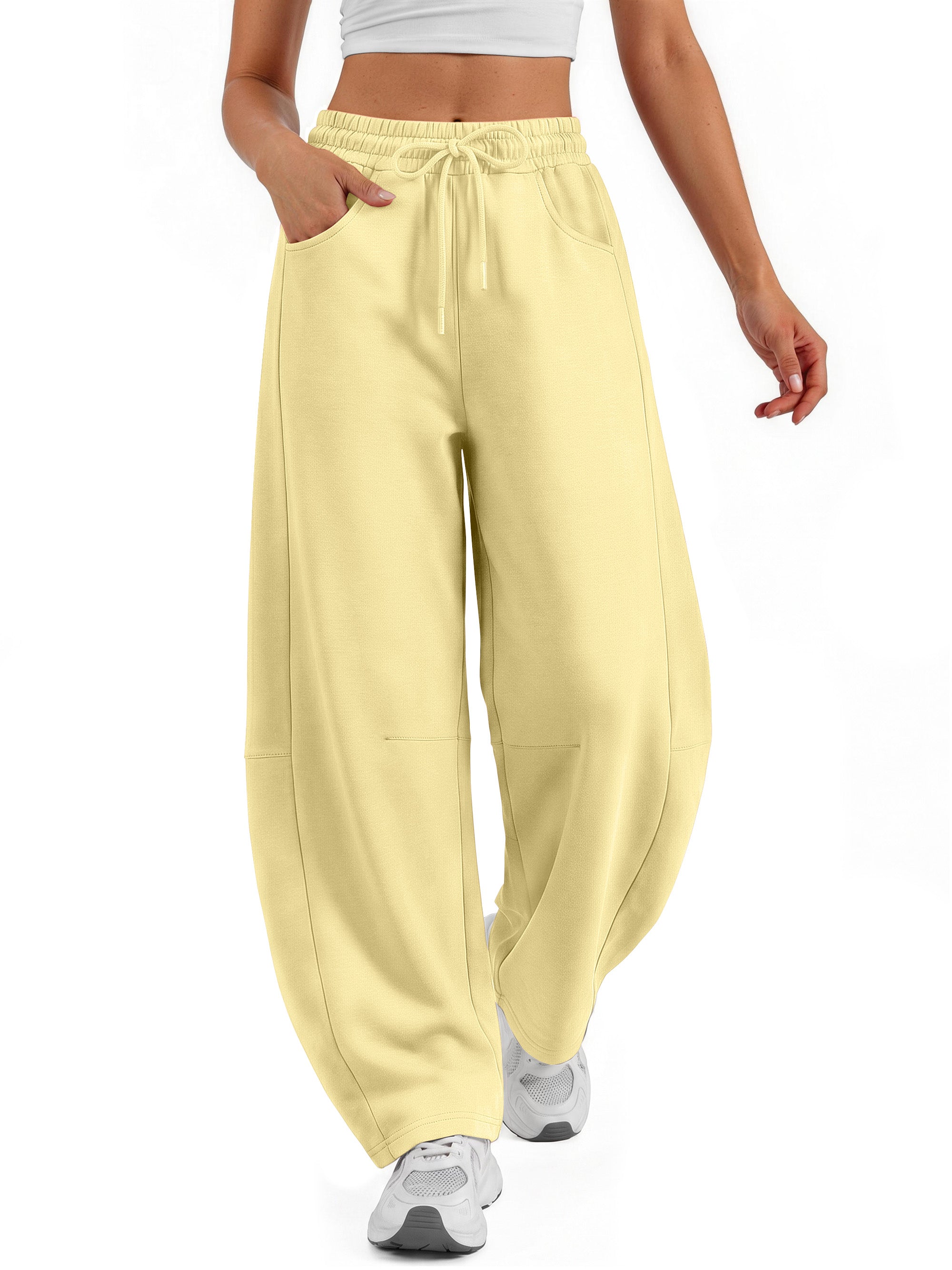 Sundazz Barrel Sweatpants Women Wide Leg Baggy Sweat Pants Workout Gym Casual Pants with Pockets