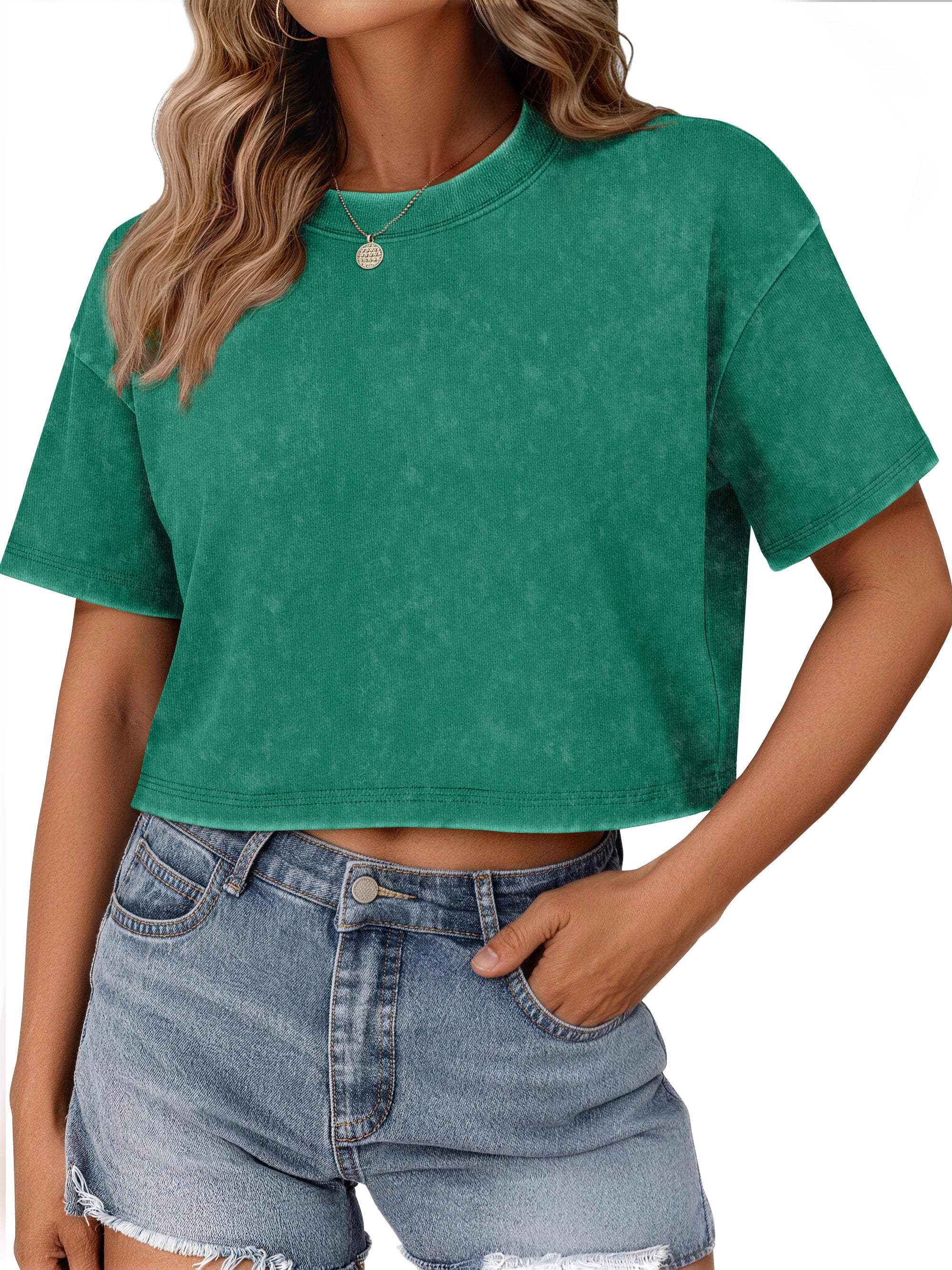 Sundazz Cropped T shirts for Women Oversized Vintage Cotton Tee Short Sleeve Summer Tops Casual Shirts
