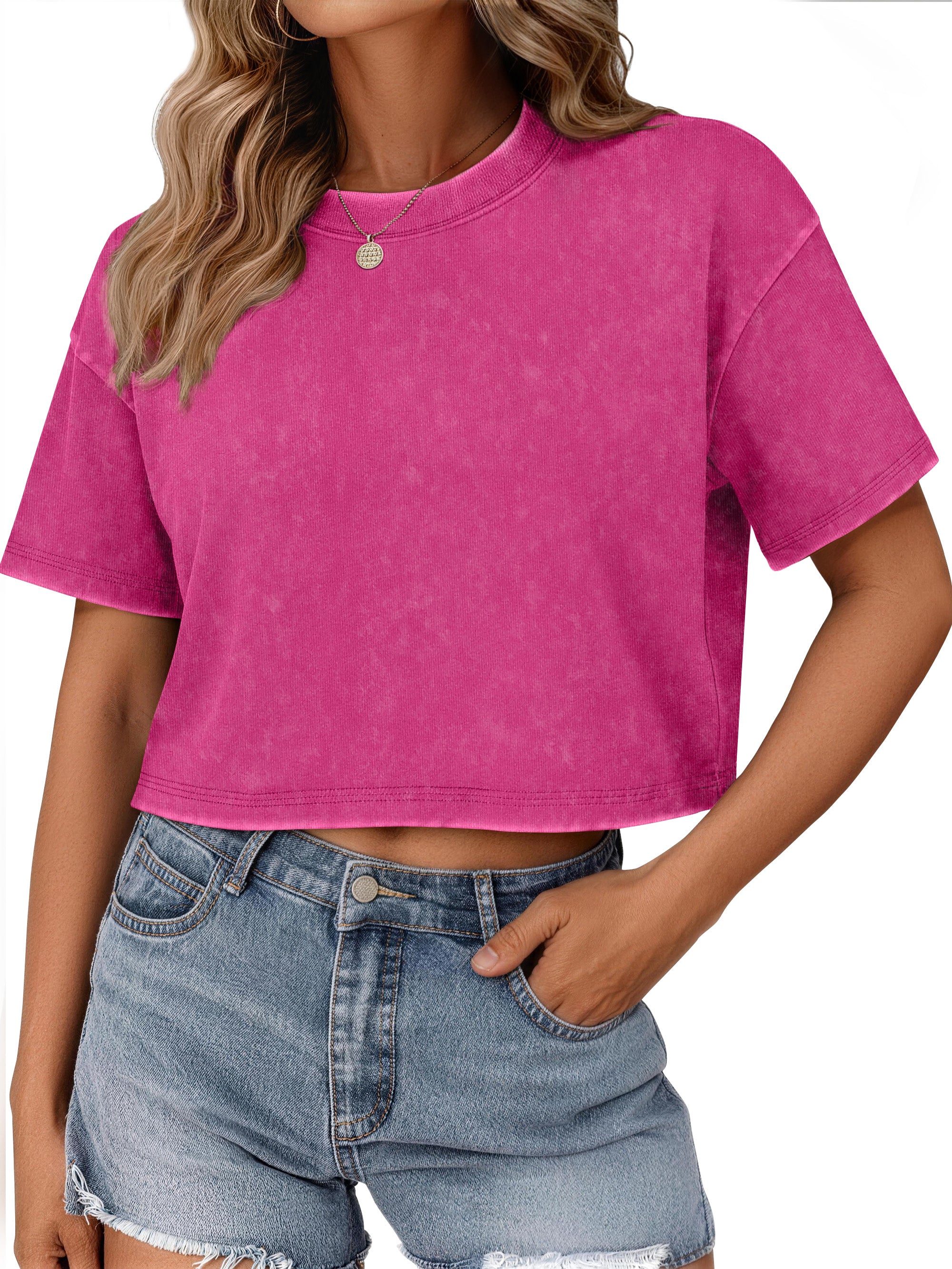 Sundazz Cropped T shirts for Women Oversized Vintage Cotton Tee Short Sleeve Summer Tops Casual Shirts