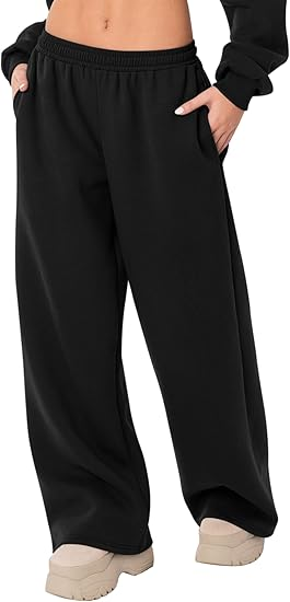 Sundazz Wide leg Sweatpants Women Low Rise Baggy Sweat Pants Drawstring Casual Workout Pants with Pockets