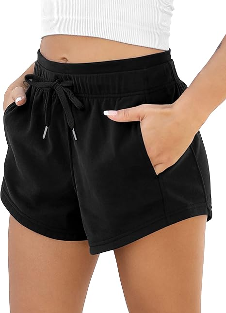 Sundazz Athletic Shorts Women Summer High Waisted Sweat Shorts Running Gym Workout Shorts with Pockets