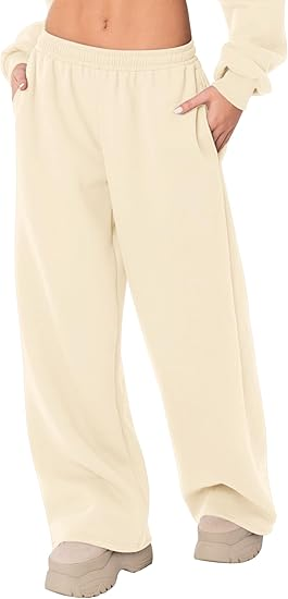 Sundazz Wide leg Sweatpants Women Low Rise Baggy Sweat Pants Drawstring Casual Workout Pants with Pockets