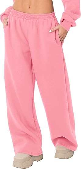 Sundazz Wide leg Sweatpants Women Low Rise Baggy Sweat Pants Drawstring Casual Workout Pants with Pockets