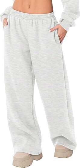 Sundazz Wide leg Sweatpants Women Low Rise Baggy Sweat Pants Drawstring Casual Workout Pants with Pockets