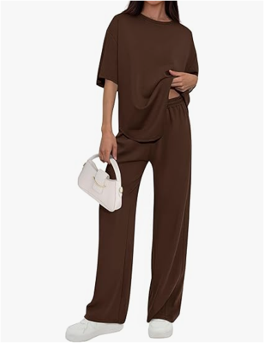 Sundazz Two Piece Sets for Women Summer Lounge Sets Short Sleeve Tops Wide Leg Pants Matching Sets Travel Vacation Outfit