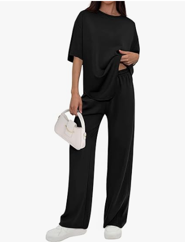 Sundazz Two Piece Sets for Women Summer Lounge Sets Short Sleeve Tops Wide Leg Pants Matching Sets Travel Vacation Outfit