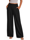 Sundazz Wide Leg Pants for Women Summer Smocked Waisted Palazzo Pants Baggy Flowy Trousers, XS-XL