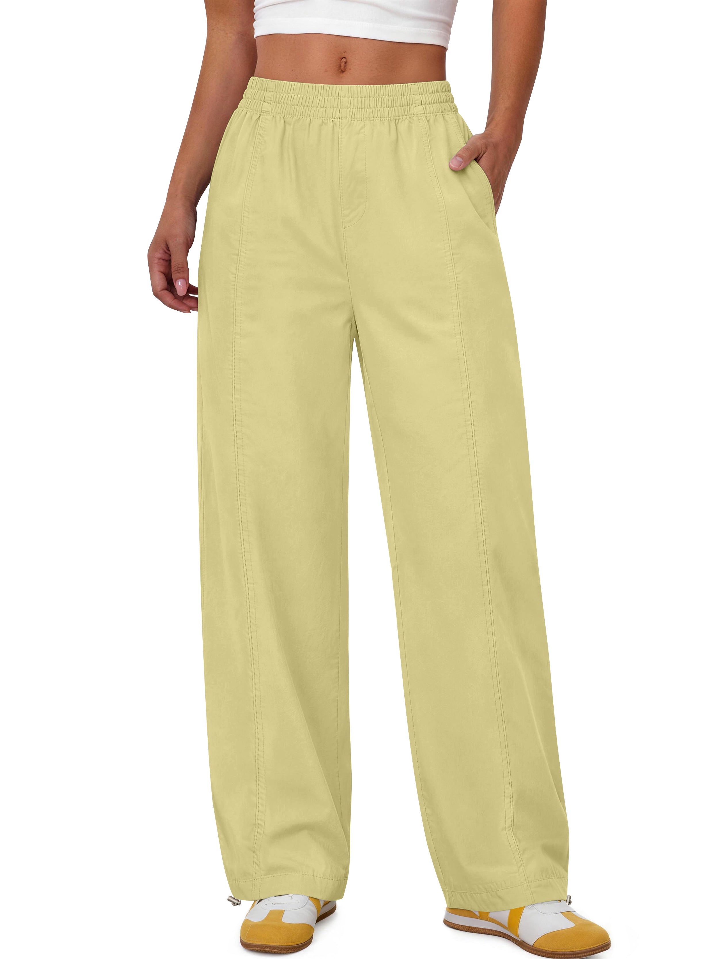 Sundazz Womens Wide leg Pants Drawstring Lightweight Pants Loose Travel Casual Pants with Pockets
